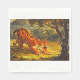 Vild Tiger and a Snake (Animal Art) Pappersservett