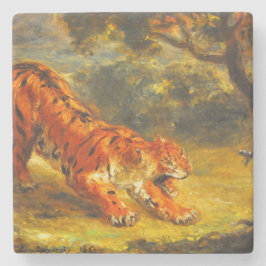Vild Tiger and a Snake (Animal Art) Stenunderlägg