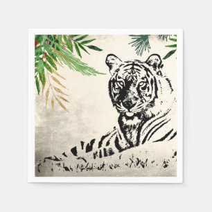Vild Tiger and Handflatan Fronds Paradise Pappersservett