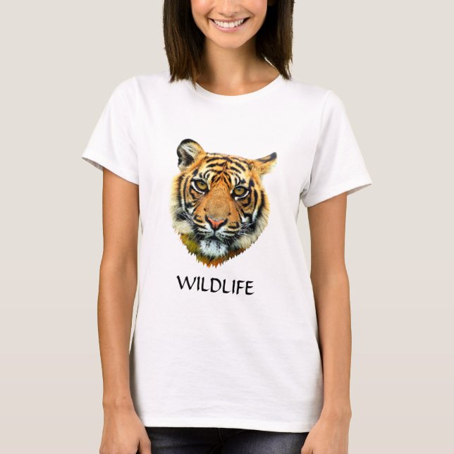 Vild Tiger Animal Ansikte T Shirt (Framsida)