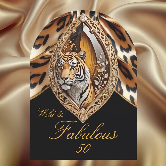 Vild Tiger Ansikte fantastisk 50-års födelsedagsbå Inbjudningar (Skapare uppladdad)