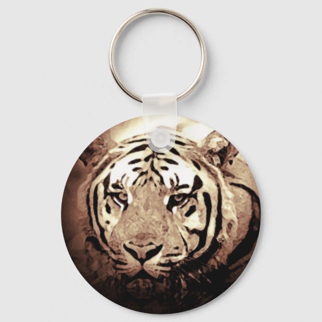 Vild Tiger Artwork Nyckelring (Framsida)