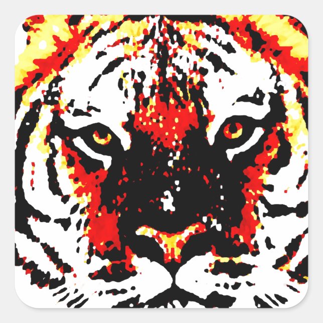 Vild Tiger Fyrkantigt Klistermärke (Framsida)