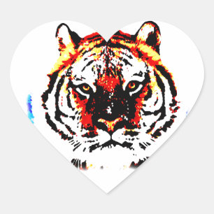 Vild Tiger Hjärtformat Klistermärke