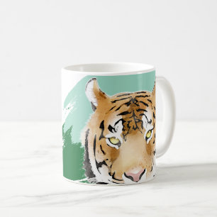Vild Tiger Huvud Akvarell Födelsedag Kaffemugg