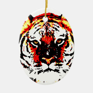 Vild Tiger Julgransprydnad Keramik