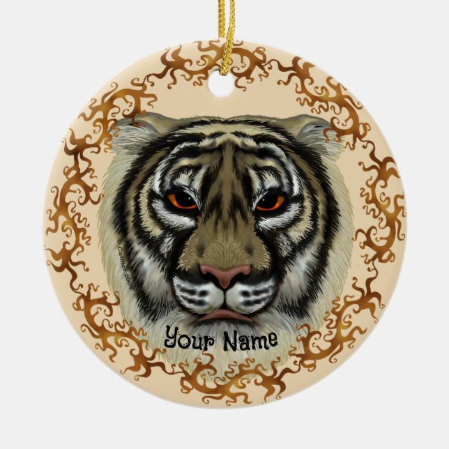 Vild Tiger  Julgransprydnad Keramik (Framsidan)