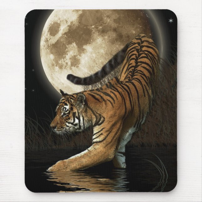 VILD TIGER & MÅNE Mousepad Musmatta (Framsidan)