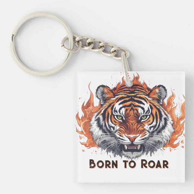 Vild Tiger med Flammor - Anpassningsbar Text (Framsidan)
