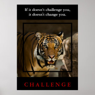 Vild Tiger Motivering Challenge Quote Poster