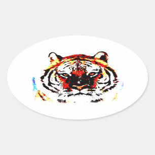 Vild Tiger Ovalt Klistermärke
