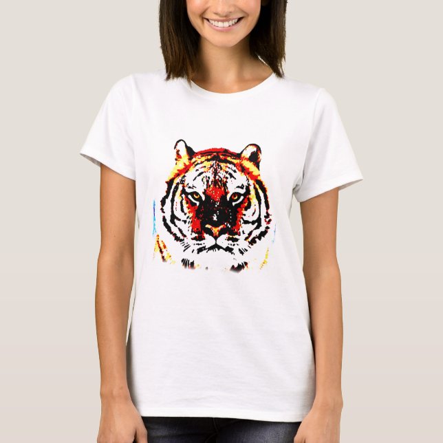 Vild Tiger Pop Art T Shirt (Framsida)