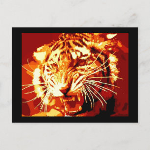 Vild Tiger Pop Art Vykort