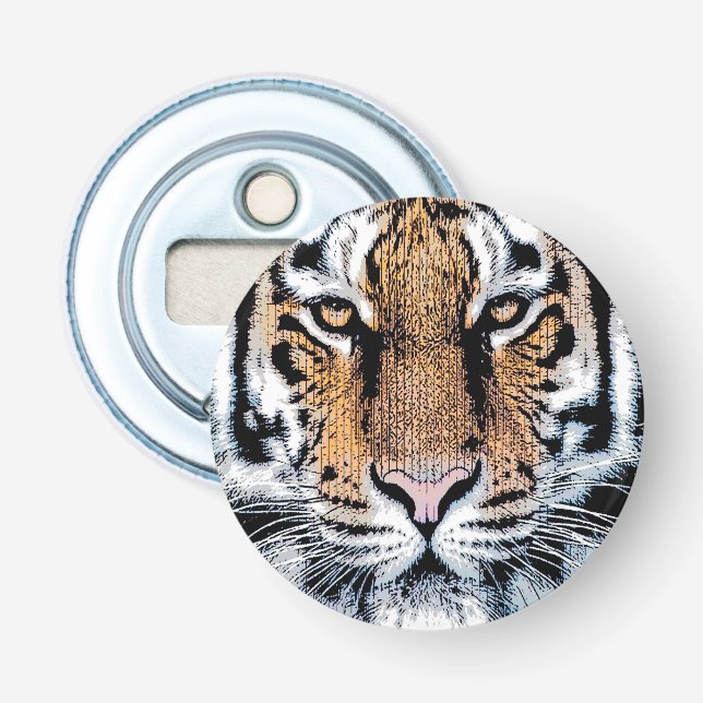Vild Tiger Porträtt Graphic Press Stil Flasköppnare (Framsidan)