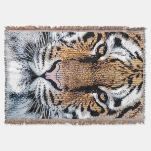 Vild Tiger Porträtt Graphic Press Stil Mysfilt