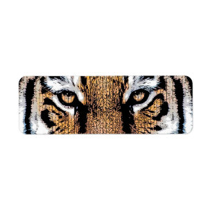 Vild Tiger Porträtt Graphic Press Stil Returadress Etikett