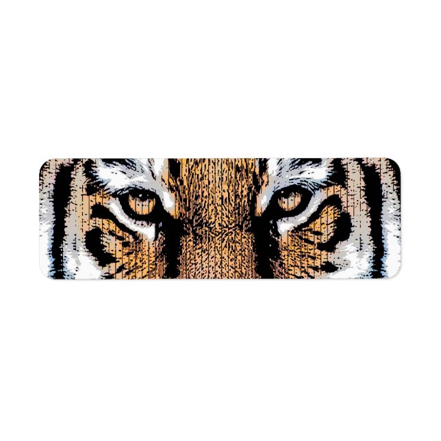 Vild Tiger Porträtt Graphic Press Stil Returadress Etikett (Framsidan)