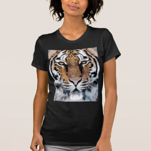 Vild Tiger Porträtt Graphic Press Stil Tröja