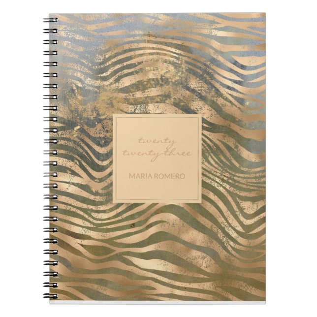 Vild Tiger Print Jungle Safari Modern Guld Anteckningsbok (Framsidan)