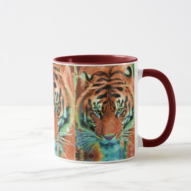 Vild Tiger Reflection Big Cat Wildlife Art Mugg (Höger)