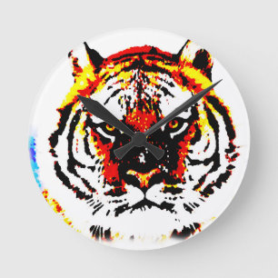 Vild Tiger Rund Klocka