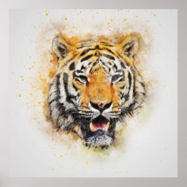 Vild Tiger Safari Jungle Artwork Photo Poster