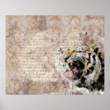 Vild Tiger Safari Jungle Artwork Photo Poster