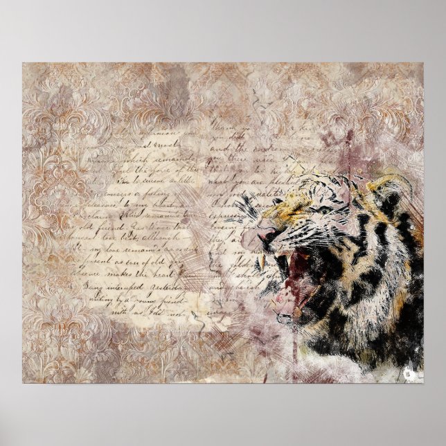 Vild Tiger Safari Jungle Artwork Photo Poster (Framsidan)