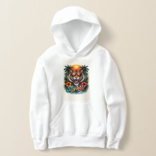 Vild Tiger Solnedgång Hoodie – Levande Tropisk Gra T Shirt