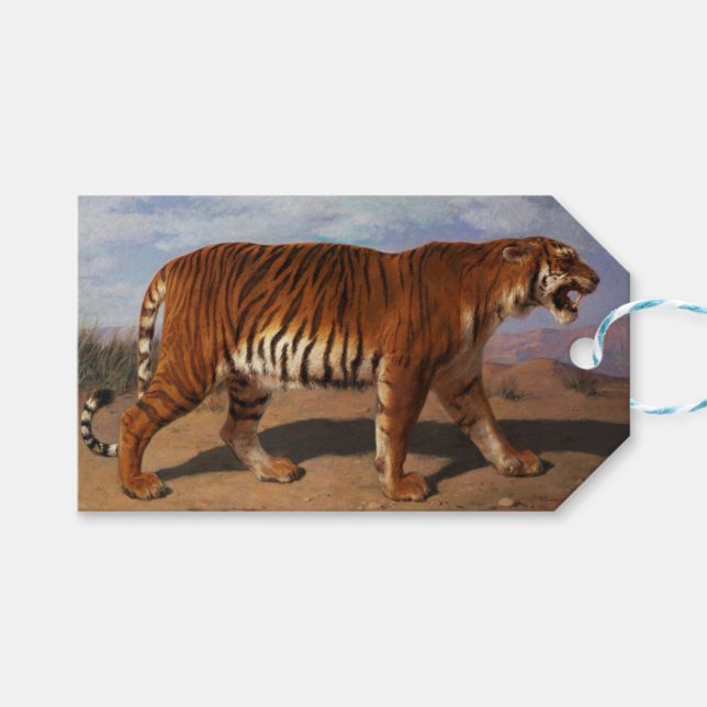 Vild Tiger Stalking sin Be (av Rosa Bonheur) Presentetikett (Framsidan (Horisontell))