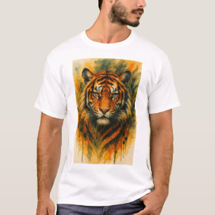Vild tigeransikte i akvarell – Vilda djur i djunge T Shirt