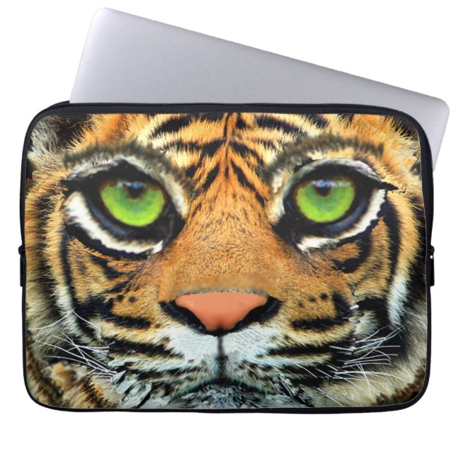 Vild Tigergesicht Laptop Fodral (Framsidan)