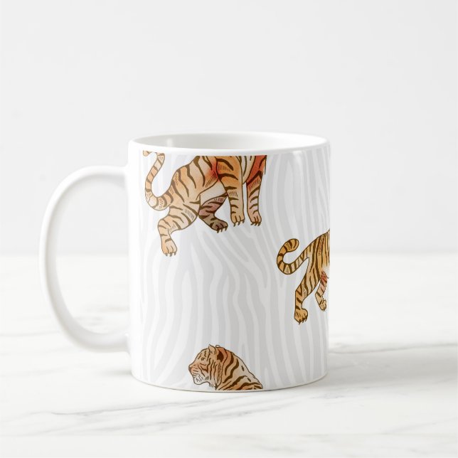 Vild Tigers: Watercolor Animal Mönster. Kaffemugg (Vänster)
