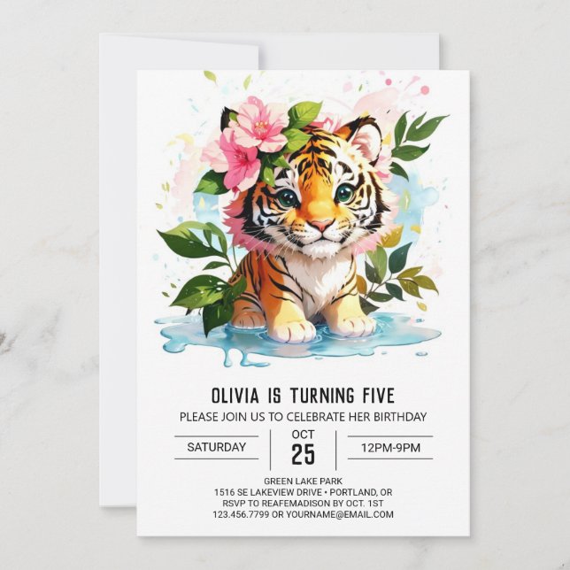 Vild Tigress Anpassningsbar Birthday-inbjudan Inbjudningar (Framsida)
