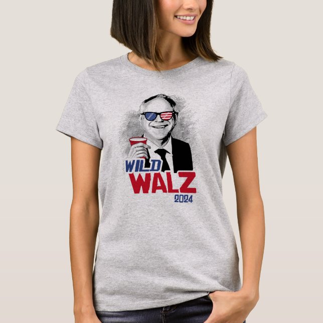 Vild Tim Walz T Shirt (Framsida)