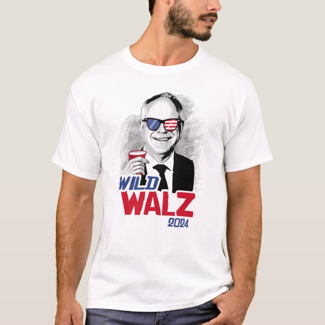 Vild Tim Walz T Shirt (Framsida)