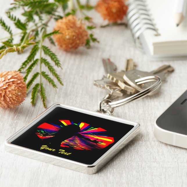 Vild Times # Premium Square Keychain Fyrkantig Silverfärgad Nyckelring (Sidan)