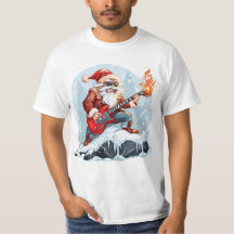 Vild tomte som spelar gitarr i snö T-shirt