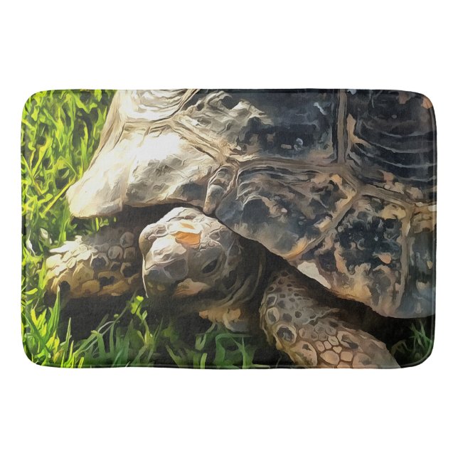 Vild Tortoise in Grass Meadow Wildlife Art Badrumsmatta (Framsidan)