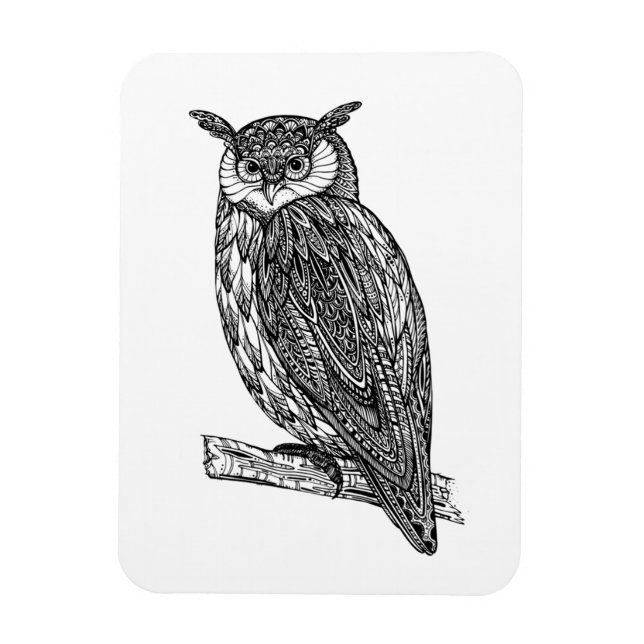 Vild Totem Animal Uggla Doodle Magnet (Vertikal)