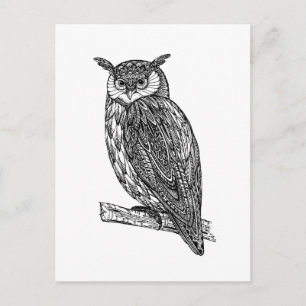 Vild Totem Animal Uggla Doodle Vykort