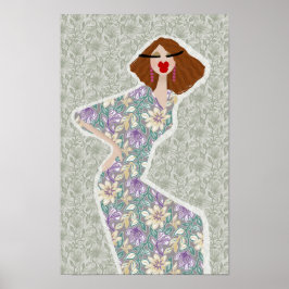 Vild trädgård feminina modeillustrationer poster