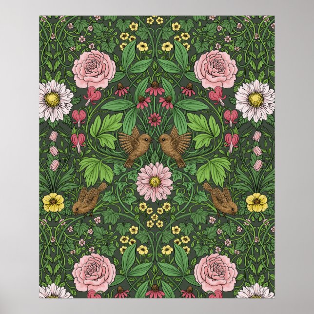 Vild trädgård i grönt poster (Framsidan)