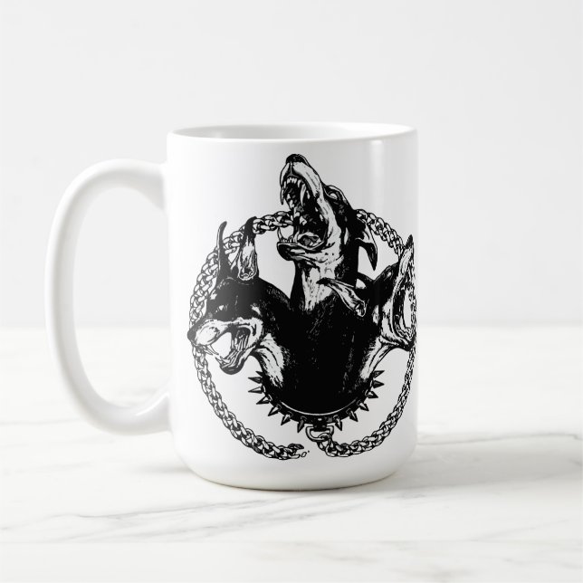 Vild trehövdad hund kaffemugg (Vänster)