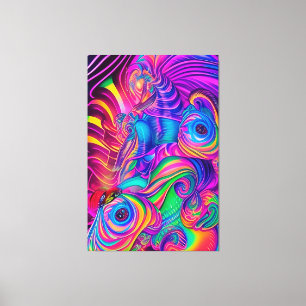 Vild Trippy Abstrakt Mönster Psychedelic Art Färg Canvastryck