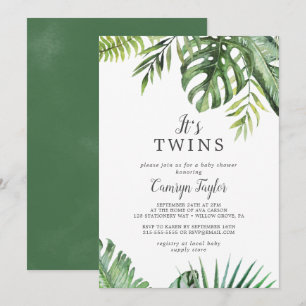 Vild Tropical Det är Twillingar Baby Shower-inbjud Inbjudningar