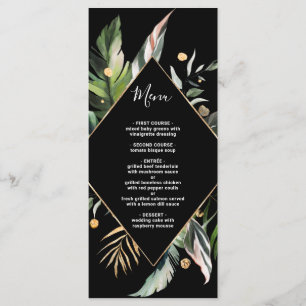Vild Tropical Foliage Bröllop Black Meny