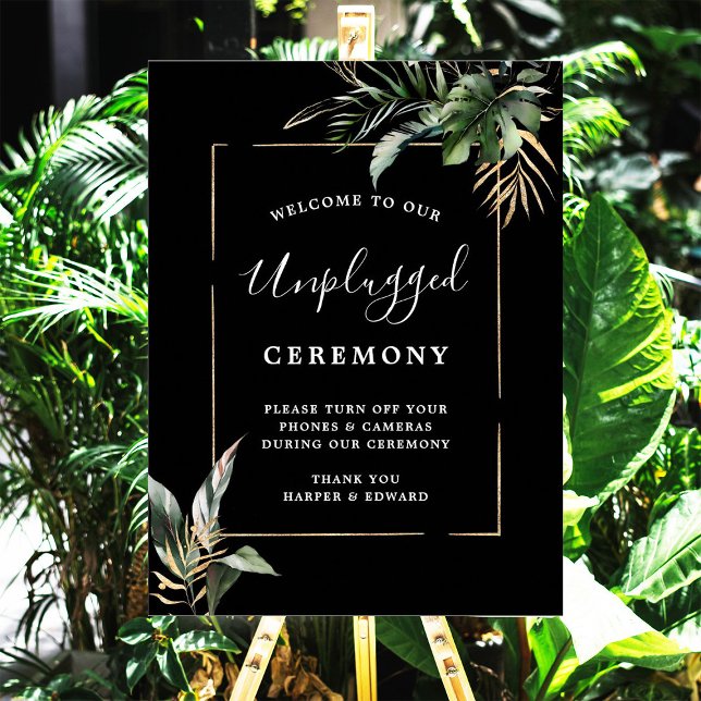 Vild Tropical Foliage Unplugged Bröllop Ceremony Poster (Skapare uppladdad)