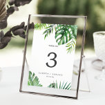 Vild Tropical Handflatan 5 x 7-tums Bordsnummer<br><div class="desc">Det här vilden tropiska handflatan 5 x 7-tums bordsnumret är perfekt för en strand- eller destinationsbröllop. Utformningen har en exotisk uppsättning grönt vattenfärgsbanans löv handflatan träd, ferns, löv, botaniska växter och grönt för en tropisk sommarkänsla. Kortet skrivs ut på framsidan och baksidan (dubblan). Lägg till varje bordsnummer som du behöver...</div>