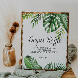Vild Tropical Handflatan Baby Shower Diaper Raffle Poster